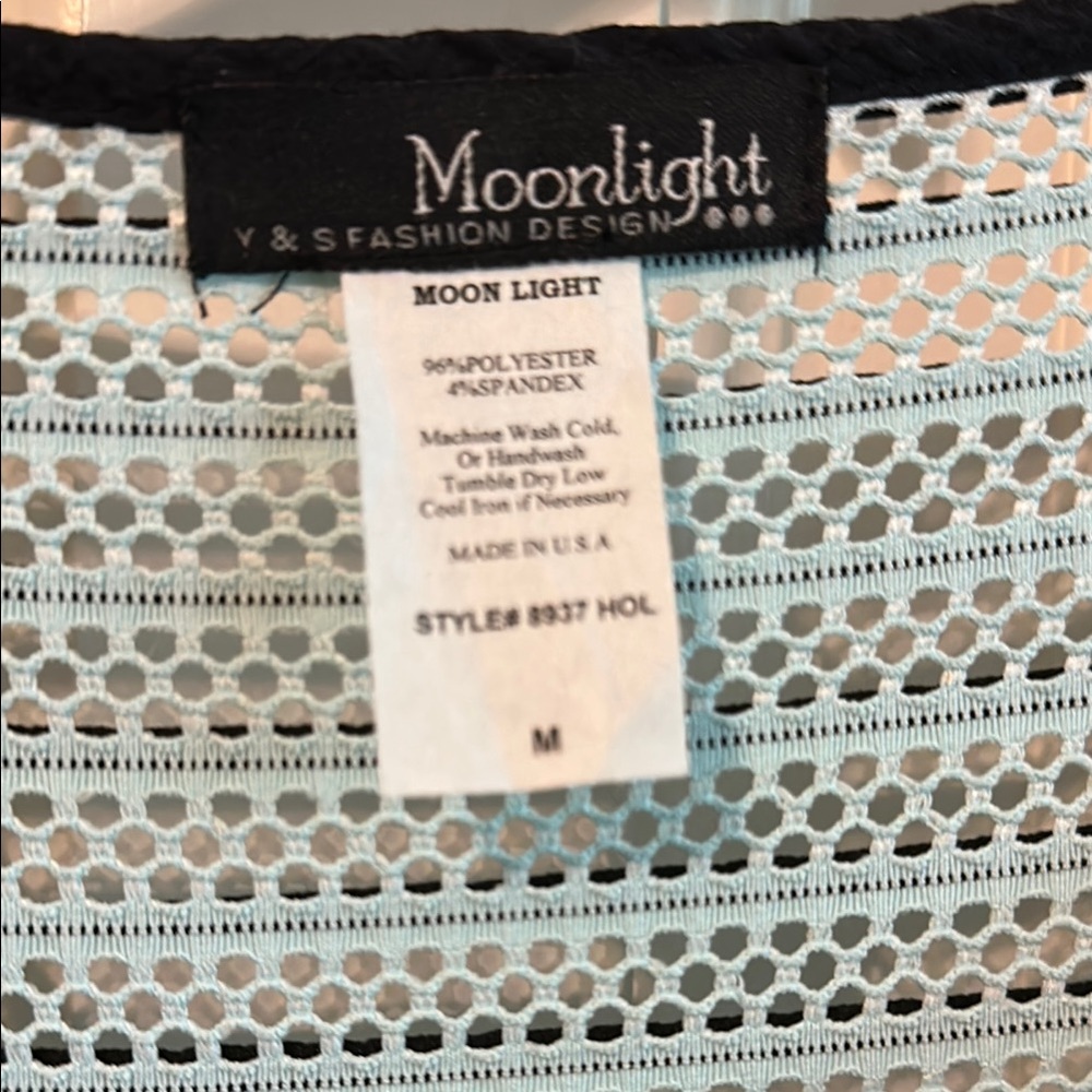 Moonlight Black and Pale Aqua Mesh Top